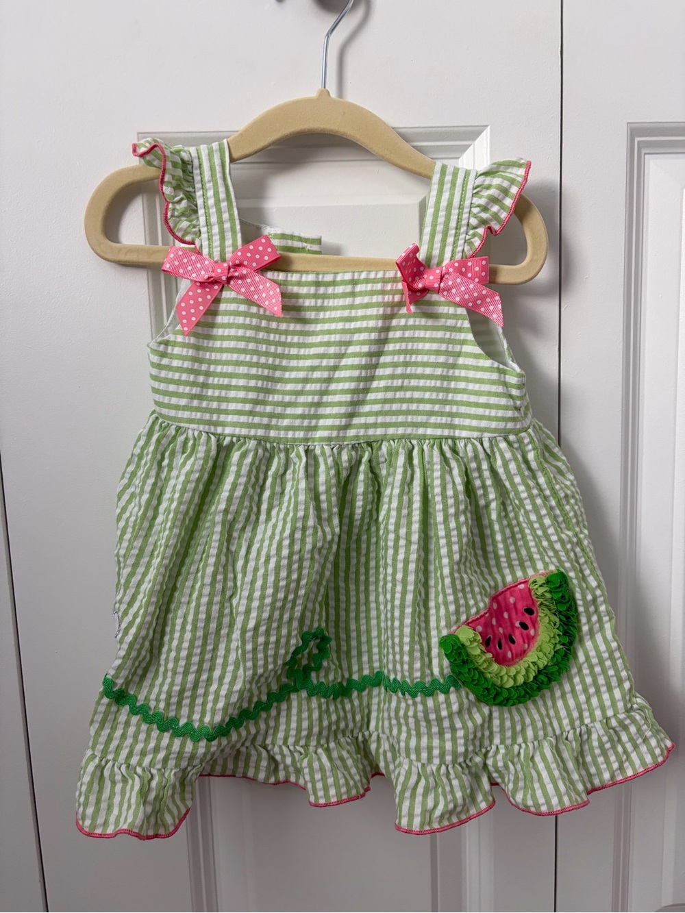 Good Lad Green & Pink Striped Seersucker Watermelon Dress